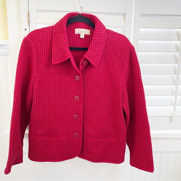 Cabela’s Red Large Waffle Knit Button Up Jacket Women’s Size XL - Picture 1 of 6